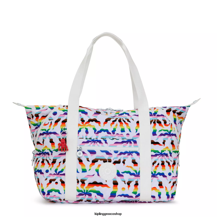 Kipling tote τσάντες ουράνιο τόξο παλάμη γυναίκες art medium printed tote bag Z0Z64R261